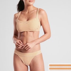 Athleta Rib Stripe Mid Rise Bikini Bottom NWT Lrg